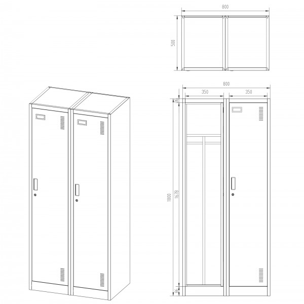 Szafa socjalna czterokomorowa Eco Design Kacper 80x50x180 cm antracyt/orzech
