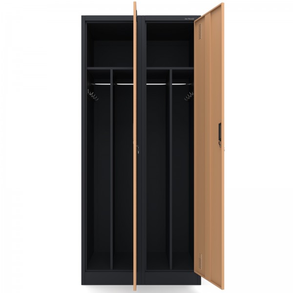 Szafa socjalna czterokomorowa Eco Design Kacper 80x50x180 cm antracyt/orzech