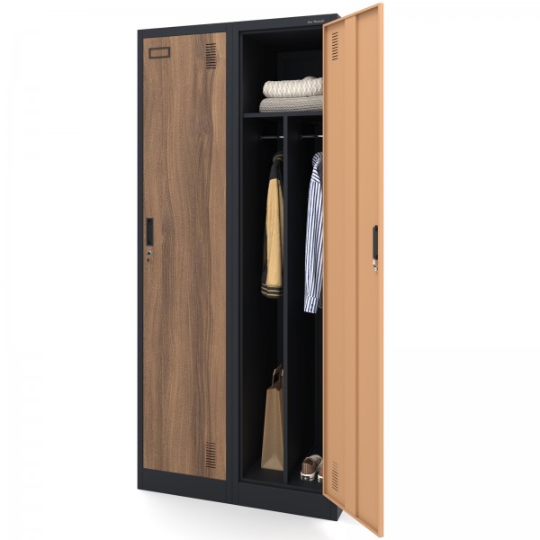 Szafa socjalna czterokomorowa Eco Design Kacper 80x50x180 cm antracyt/orzech