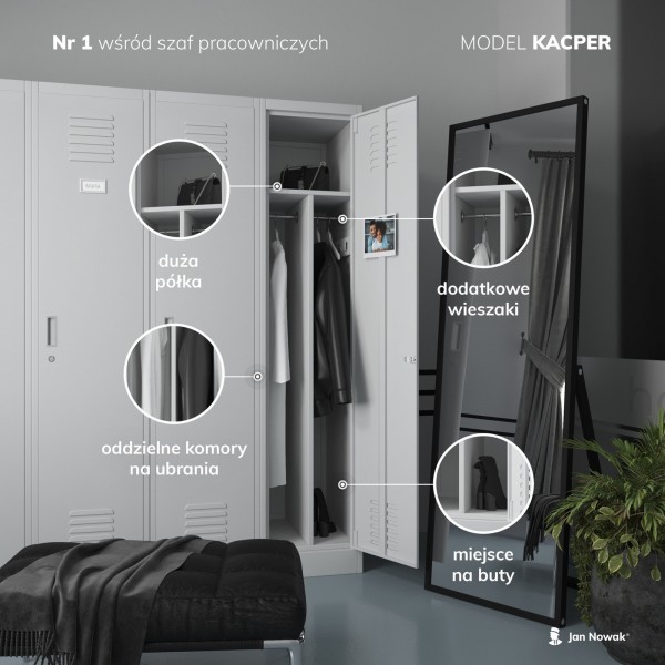 Szafa socjalna czterokomorowa Eco Design Kacper 80x50x180 cm antracyt/orzech