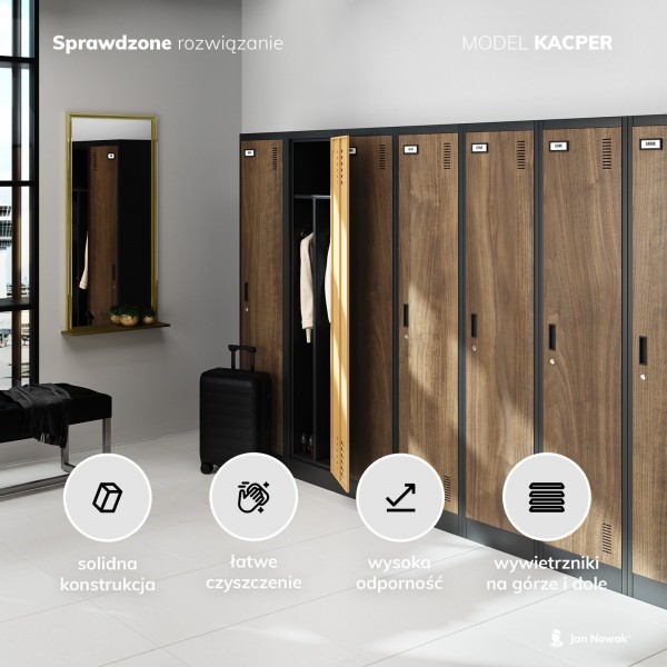 Szafa socjalna czterokomorowa Eco Design Kacper 80x50x180 cm antracyt/orzech