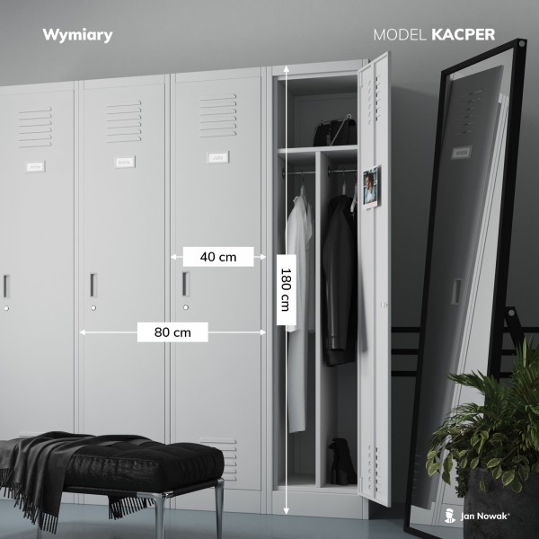 Szafa socjalna czterokomorowa Eco Design Kacper 80x50x180 cm antracyt/orzech