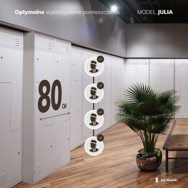 Szafa socjalna czterokomorowa Julia 80x45x185 cm szara
