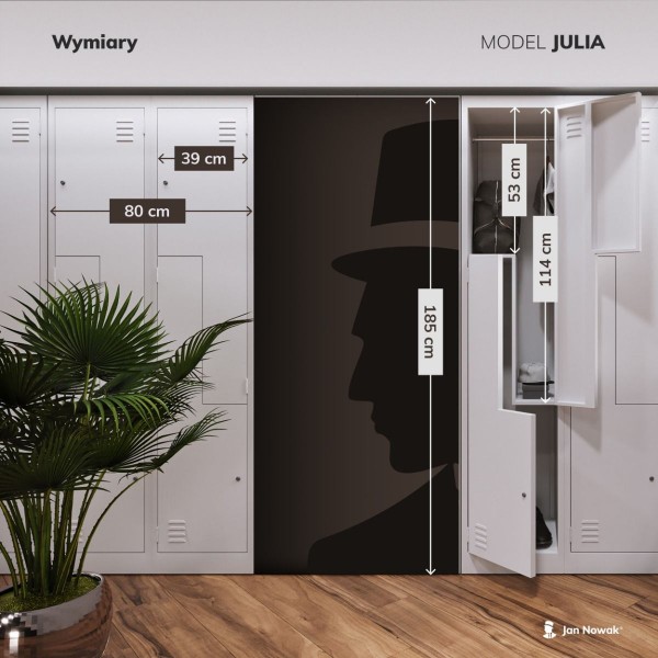 Szafa socjalna czterokomorowa Julia 80x45x185 cm szara