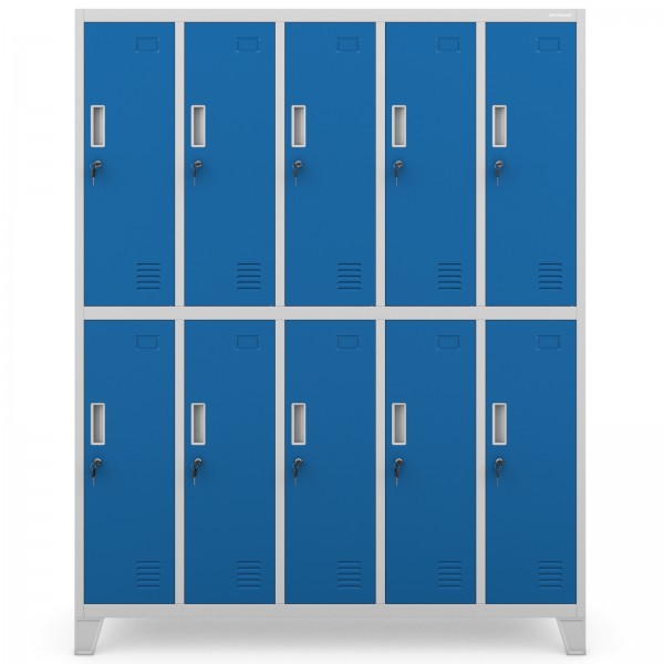 Metalowa szatnia 10-skrytkowa Bartek 136x45x172 cm szary/niebieski