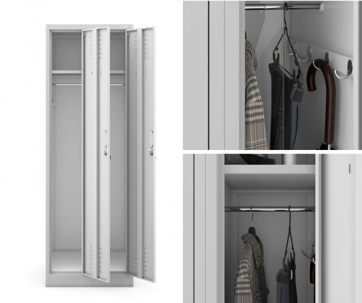 Dwudrzwiowa szafa BHP wąska 60x50x180 cm Kacper 2 szara