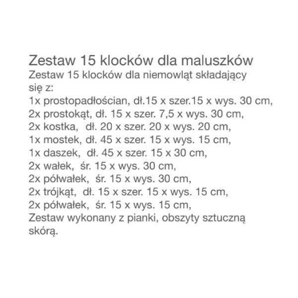 Zestaw 15 piankowych klocków dla niemowląt 4641636