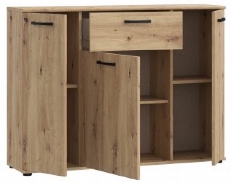 Trzydrzwiowa komoda z szufladą Niko 35-D78 dąb Artisan