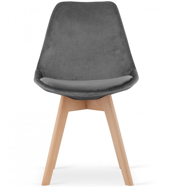 Krzesło z drewnianymi nogami i poduszką Nori aksamit