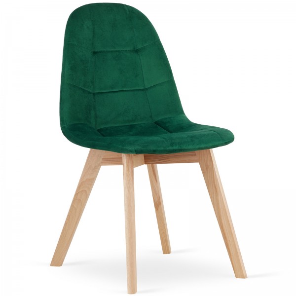 Aksamitne krzesło z przeszyciami Bora na drewnianych nogach