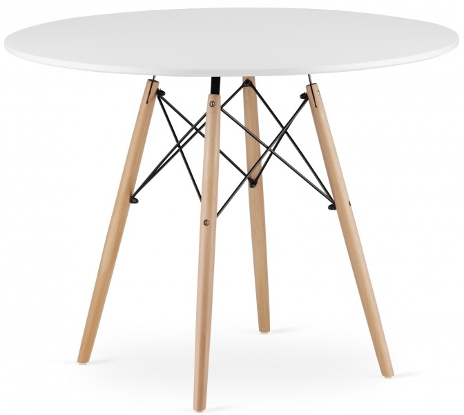 Skandynawski stół z białym blatem okrągłym Todi 100 cm