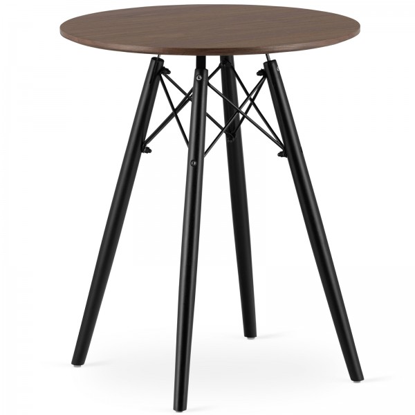 Loftowy stół z blatem w dekorze drewna Todi 60 cm czarne nogi