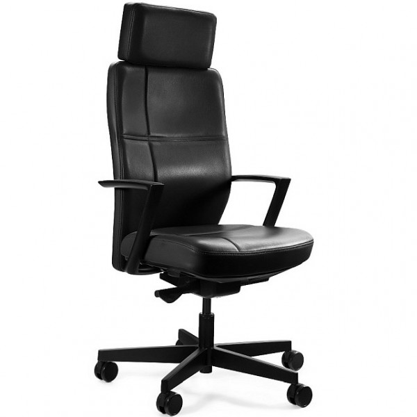 Obrotowy fotel biurowy z naturalnej skóry Sonoma czarny