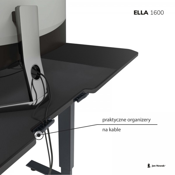 Biurko pracownicze z elektryczną regulacją wysokości Ella 160x75 cm czarne