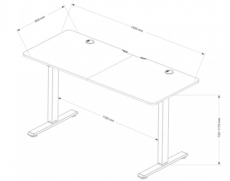 Biurko komputerowe z elektryczną regulacją wysokości Rob 140x60 cm białe