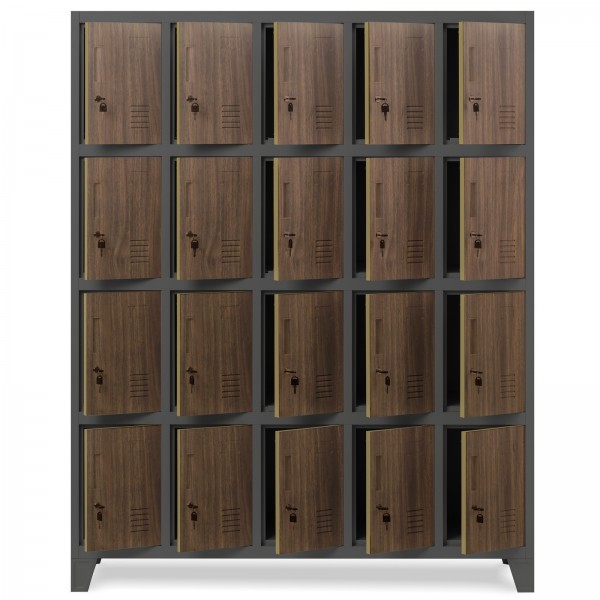 Szafa BHP 20-skrytkowa 136x45x172 cm Eco Design Robert antracyt/orzech