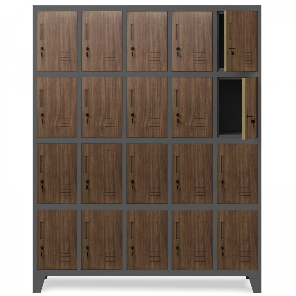 Szafa BHP 20-skrytkowa 136x45x172 cm Eco Design Robert antracyt/orzech