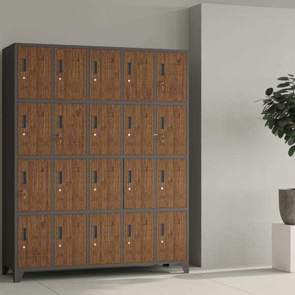 Szafa BHP 20-skrytkowa 136x45x172 cm Eco Design Robert antracyt/orzech