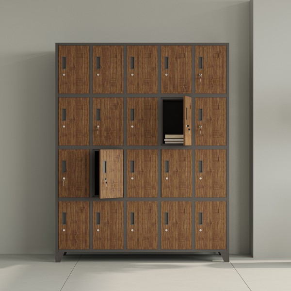 Szafa BHP 20-skrytkowa 136x45x172 cm Eco Design Robert antracyt/orzech