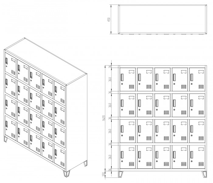 Szafa BHP 20-skrytkowa 136x45x172 cm Robert antracyt