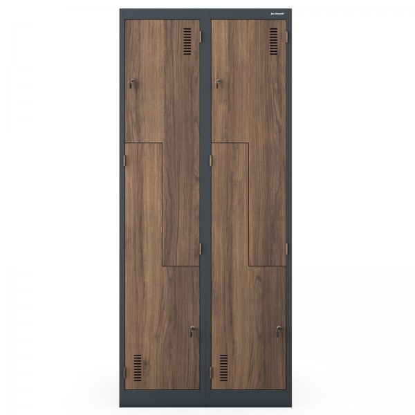 Szafa socjalna czterokomorowa Eco Design Julia 80x45x185 cm antracyt/orzech