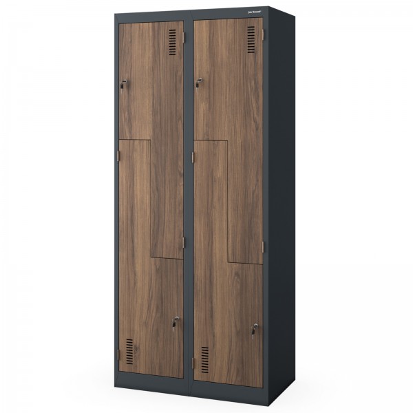 Szafa socjalna czterokomorowa Eco Design Julia 80x45x185 cm antracyt/orzech
