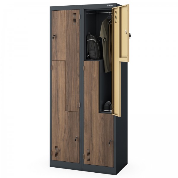 Szafa socjalna czterokomorowa Eco Design Julia 80x45x185 cm antracyt/orzech