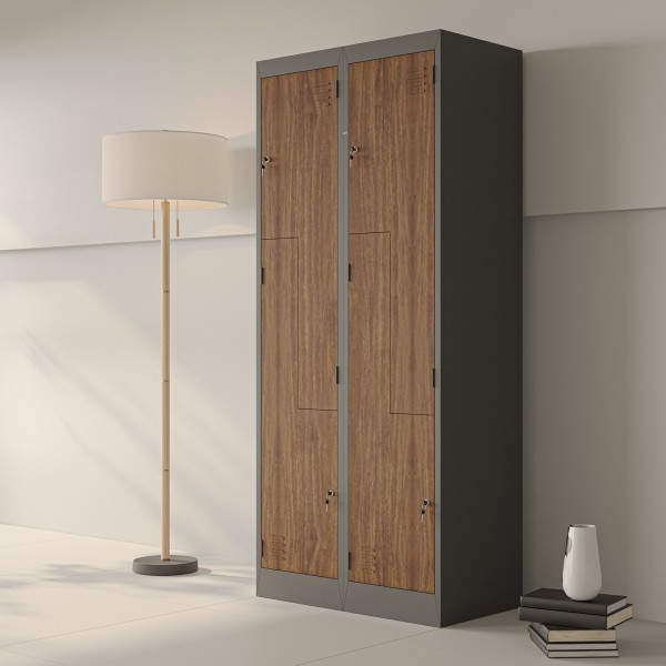 Szafa socjalna czterokomorowa Eco Design Julia 80x45x185 cm antracyt/orzech