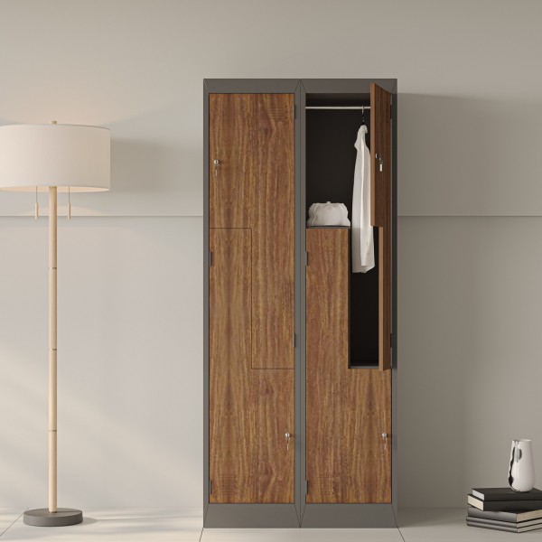 Szafa socjalna czterokomorowa Eco Design Julia 80x45x185 cm antracyt/orzech
