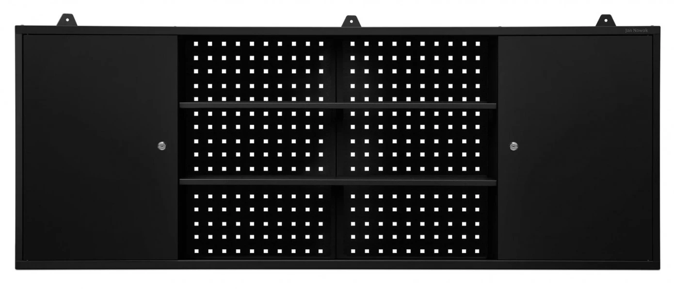 Ścienna szafka narzędziowa do warsztatu Leo All Black 160x20x60 cm czarna