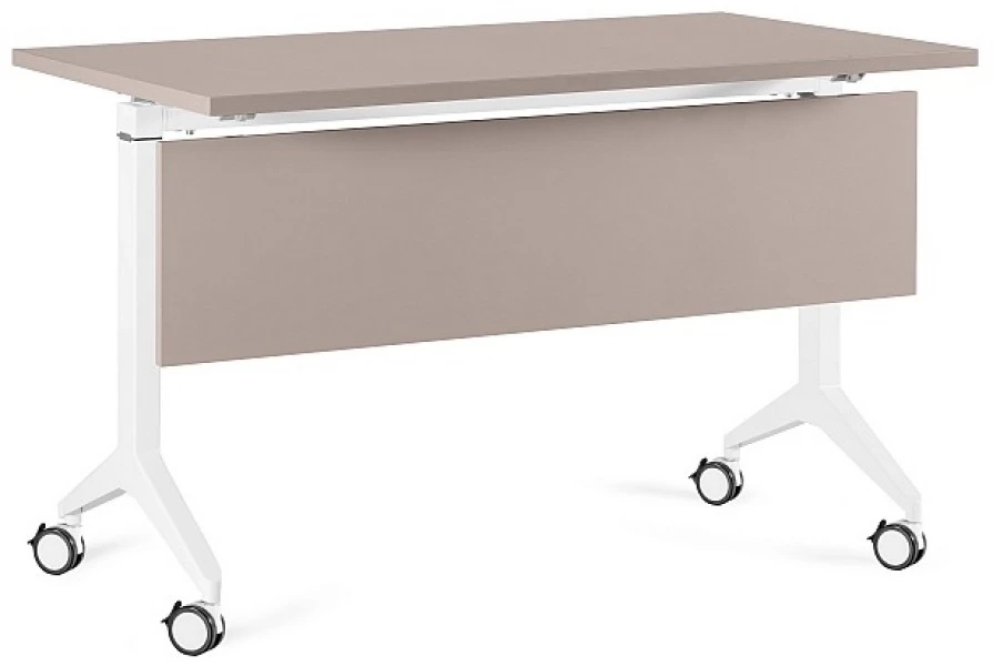 Biurko pracownicze z panelem maskującym Yumi S 120x70 cm beżowy/biały