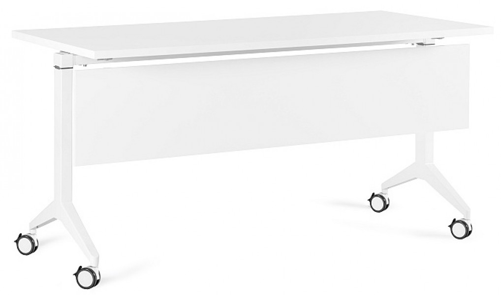 Biurko pracownicze z panelem maskującym Yumi S 150x70 cm biały/biały