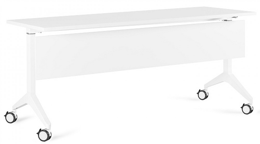 Biurko pracownicze z panelem maskującym Yumi S 180x70 cm biały/biały
