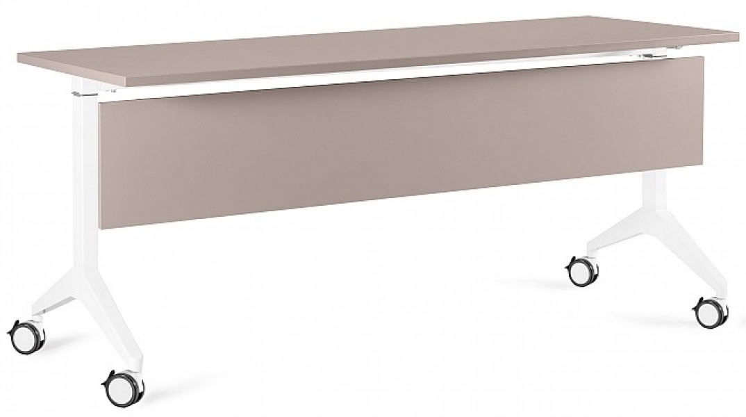 Biurko pracownicze z panelem maskującym Yumi S 180x70 cm beżowy/biały