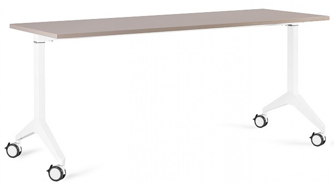 Biurko z kółkami i beżowym blatem Yumi S 180x70 cm