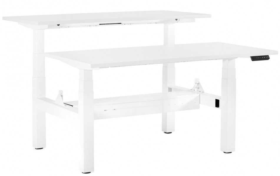 Podwójne biurko do pracy z regulacją wysokości Fighter Double Desk biały/biały