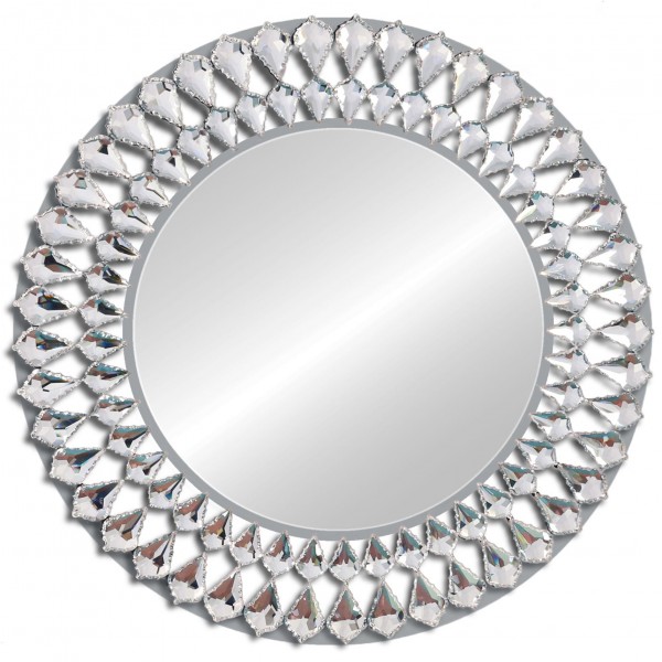 Lustro ścienne Marsylia antyczne srebro 80 cm z ramą przypominającą kryształ