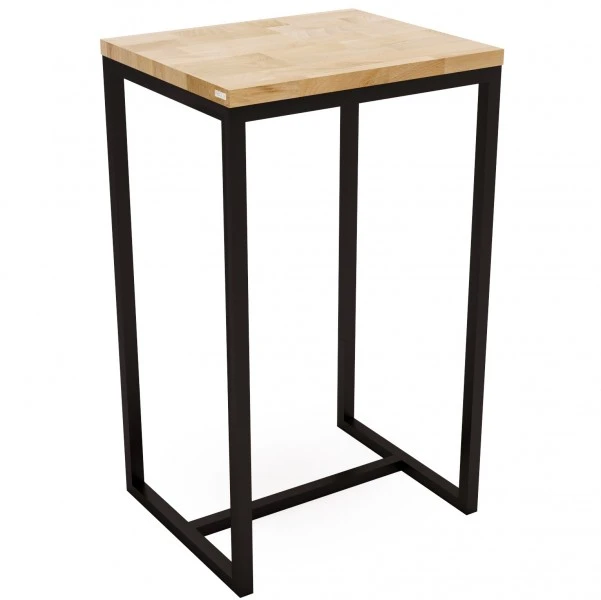 Industrialny stolik barowy z dębowym blatem Staby 60x50 cm