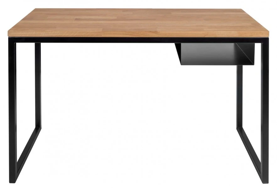 Industrialne biurko komputerowe z półką i dębowym blatem Fiemme 120x50 cm
