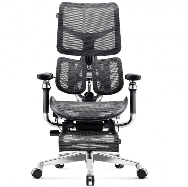 Ergonomiczny fotel z regulowanym podnóżkiem Brave V-Kinetic czarny