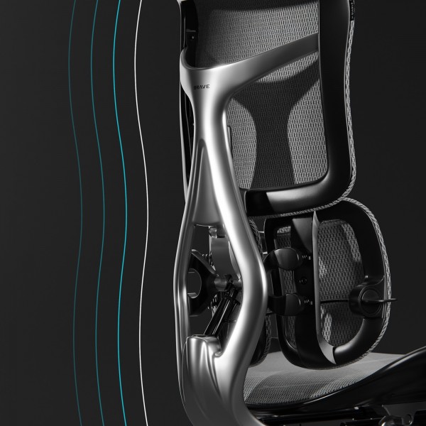 Ergonomiczny fotel z regulowanym podnóżkiem Brave V-Kinetic czarny