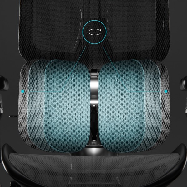 Ergonomiczny fotel z regulowanym podnóżkiem Brave V-Kinetic czarny