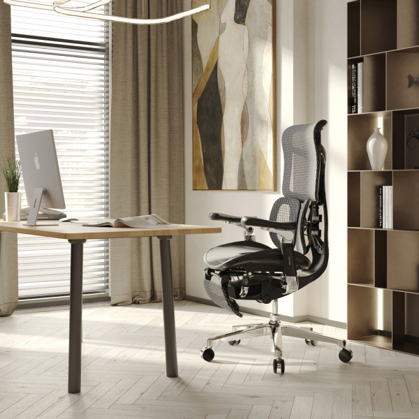 Ergonomiczny fotel z regulowanym podnóżkiem Brave V-Kinetic czarny