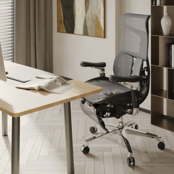 Ergonomiczny fotel z regulowanym podnóżkiem Brave V-Kinetic czarny
