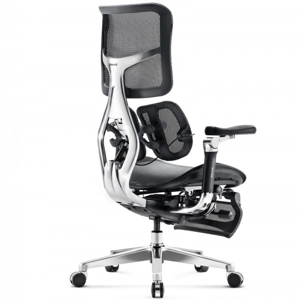 Ergonomiczny fotel z regulowanym podnóżkiem Brave V-Kinetic czarny