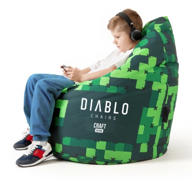 Dziecięca pufa gamingowa z granulatem Diablo Chairs, Craft Edition