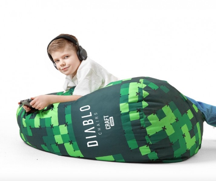 Dziecięca pufa gamingowa z granulatem Diablo Chairs, Craft Edition