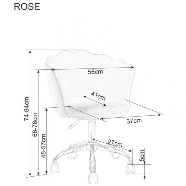 Krzesło biurowe z kubełkowym siedziskiem w kształcie muszli Rose Velvet