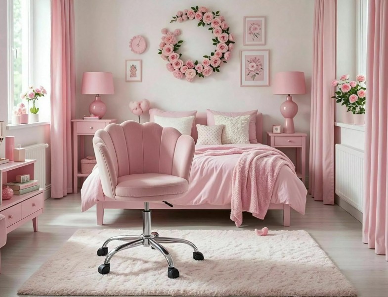 Krzesło biurowe z kubełkowym siedziskiem w kształcie muszli Rose Velvet