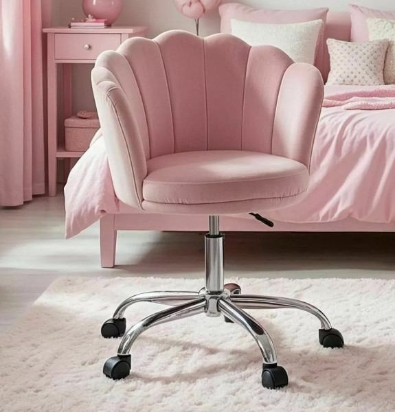 Krzesło biurowe z kubełkowym siedziskiem w kształcie muszli Rose Velvet
